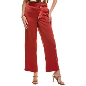 Anne Klein Womens  Belted High-Rise Wide Leg Pant, Red